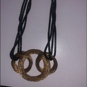 Beaded necklace with gold hoops!